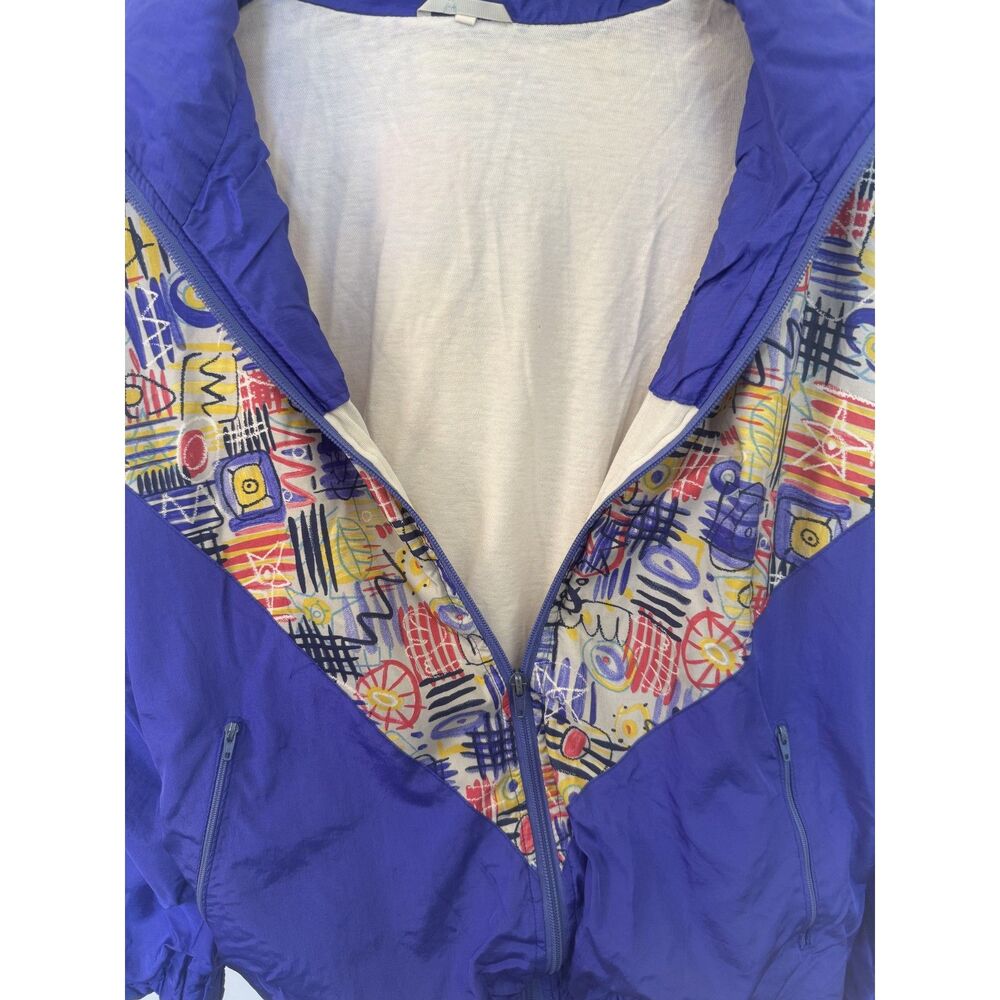Vintage 80s 90s Colorblock Abstract Graphic Windbreaker Multicolor Size M/L - Picture 3 of 8